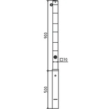 Technische tekening van een metalen paal met afmetingen