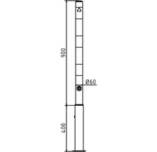 Technische tekening van een paal met de afmetingen 900 en 400 en een diameter van 60.