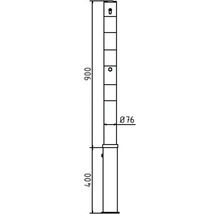 Technische tekening van een paal met de afmetingen 400 en 900 millimeter en een diameter van 76 millimeter.