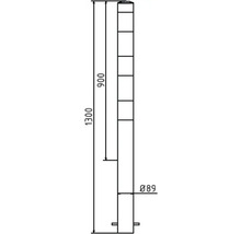 Technische tekening van een paal met afmetingen van 1300 mm lengte en 89 mm diameter