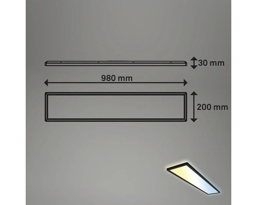 Afmetingen van de plafondlamp: 980 mm x 200 mm x 30 mm