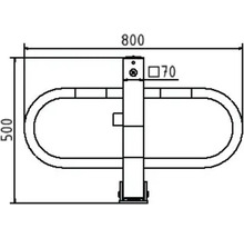 Technische tekening van een afsluitinrichting met afmetingen van 800 x 500 x 70 millimeter