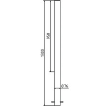 Technische tekening met afmetingen 1300, 950 en diameter 76