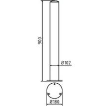 Technische tekening van een paal met hoogte- en diameterdetails
