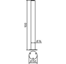 Technische tekening van een paal met afmetingen van 900 mm hoogte en 76 mm diameter.