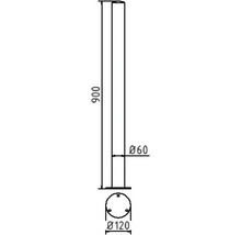 Technische tekening van een betonnen kolom met afmetingen: hoogte 900 mm, diameter 60 mm en 120 mm.