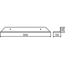 Technische tekening van een muurafdekking met de afmetingen 1000 x 150 x 100 millimeter
