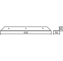 Technische tekening van een constructieonderdeel met de afmetingen 1200 x 150 x 100 millimeter.