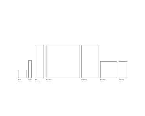 Diverse tegelformaten voor mozaïek, plint en wandtegels