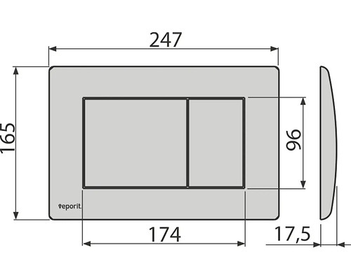 Technische tekening van een bedieningspaneel met afmetingen