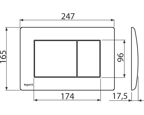 Technische tekening van een bedieningspaneel met maatvoering