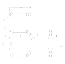 Technische tekening van een handdoekhouder met afmetingen