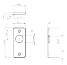 Technische tekening van een beslag met maatvoering