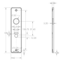 Technische tekening van een deurschild met afmetingen
