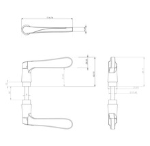 Technische tekening van een deurklink met afmetingen