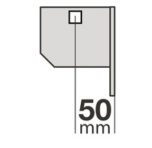 Afmetingssymbool met aanduiding van 50 millimeter