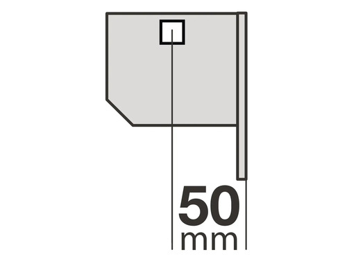 Afmetingssymbool met aanduiding van 50 millimeter