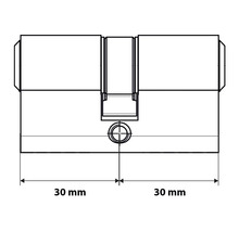 Tekening van een cilinderslot met afmeting 30 mm.