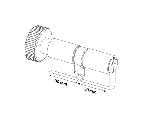 Cilinderslot met draaiknop, 30 mm
