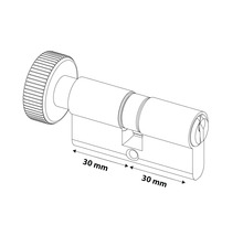 Cilinderslot met draaiknop en afmetingen 30 mm