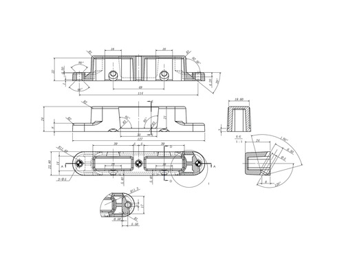 Technische tekening van een onderdeel met maatvoering