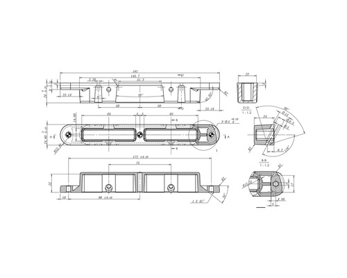 Technische tekening van een component met afmetingen