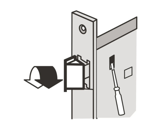 Illustratie van de montage van een meubelverbinder met schroevendraaier