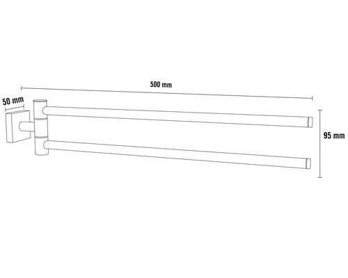 Afmetingen van de draaibare handdoekhouder