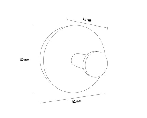 Technische tekening van een kapstokhaak met afmetingen
