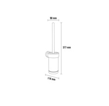 Afbeelding van een toiletgarnituur met de afmetingen 90 millimeter, 377 millimeter en 118 millimeter.
