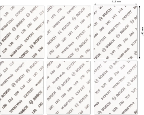 Bosch Expert schuurpapier set, verschillende korrelgroottes, afmetingen 115 mm x 140 mm