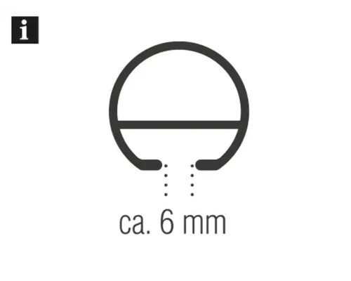 Symbool voor een diameter van circa 6 millimeter