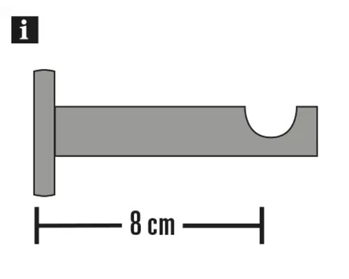 Gordijnroedehouder met een lengte van 8 cm