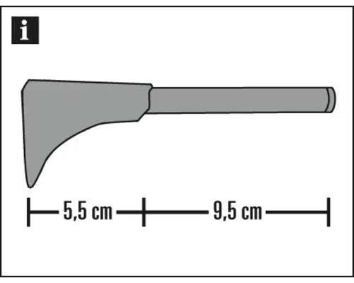 Afbeelding van een centreerpunt met de maatgegevens 5,5 cm en 9,5 cm.