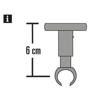 Technische tekening van een beugel met een lengte van 6 cm