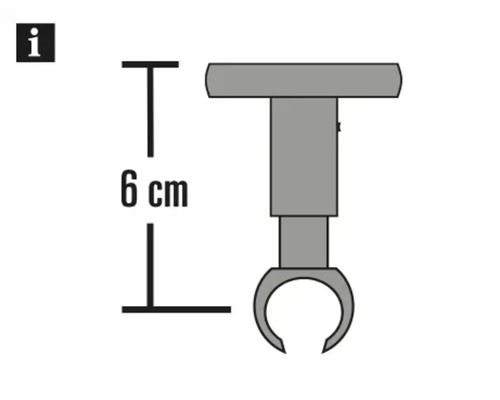 Technische tekening van een beugel met een lengte van 6 cm