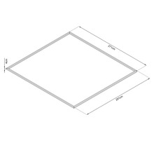 Diagram van een rechthoekig frame met afmetingen van 271 centimeter bij 291 centimeter en een framesterkte van 4 centimeter.