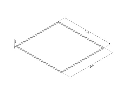 Diagram van een rechthoekig frame met afmetingen van 271 centimeter bij 291 centimeter en een framesterkte van 4 centimeter.