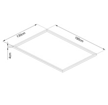 Technische tekening van een frame met de afmetingen 130 bij 190 centimeter en een framebreedte van 4 centimeter