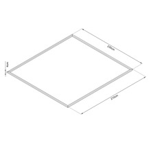 Technische tekening van een frame met de afmetingen 210 cm bij 230 cm en een framesterkte van 4 cm.