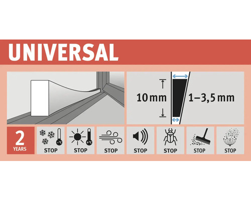 Universele afdichting met informatie over productdetails en eigenschappen