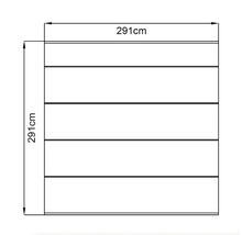 Technische tekening van een kast met afmetingen 291 cm x 291 cm
