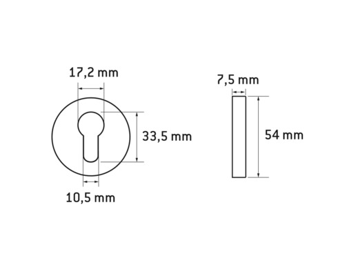 Technische tekening van een deurbeslag met maatvoering in millimeters