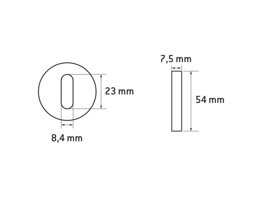 Technische tekening van een deurbeslag met maatvoering