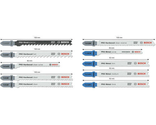 Afbeelding van diverse decoupeerzaagbladen voor hout en metaal van Bosch