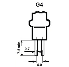 G4 lamp afmetingen schets