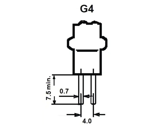 G4 lamp afmetingen schets