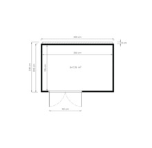Plattegrond met afmetingen: 345 cm breed, 236 cm hoog, 7,79 m² oppervlakte