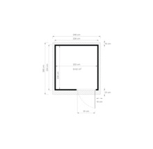 Plattegrond met afmetingen van 246 bij 265 centimeter en een oppervlakte van 5,1 vierkante meter
