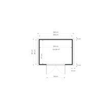 Plattegrondtekening met de afmetingen 259 bij 191 centimeter